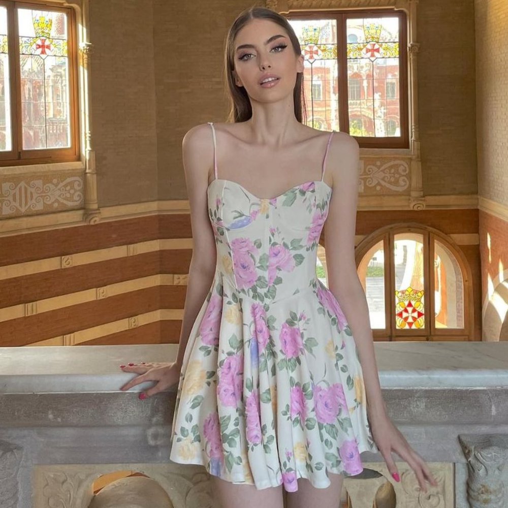 BLOGGER'S FAVE! Zara Corset Style Floral Mini Dress NWT - Picture 9 of 16